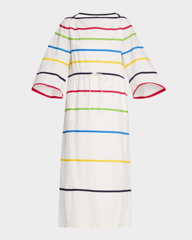 Ribbon Striped Midi Caftan Dress